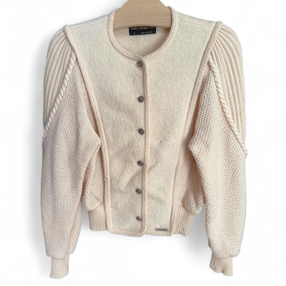 Vintage Geiger Wool Cardigan Cream  size 38/S